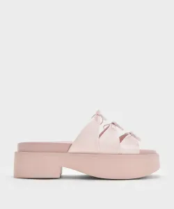 Босоножки Dorri на платформе с тройным бантом Charles & Keith, цвет Pink