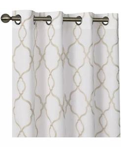 Комплект из 2 двухслойных прозрачных штор с люверсами и вышивкой Geo Trellis Kate Aurora, золото