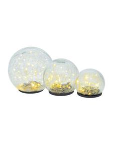 Intirilife Набор из 3 декоративных стеклянных шаров со светодиодами теплого белого света для использования внутри и снаружи помещений