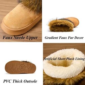 Женские теплые зимние ботинки с имитацией замши, круглым носком, градиентной искусственной меховой отделкой, на толстой подошве, на молнии, с плюшевой подкладкой Generic, Black Us Women 10-11