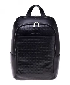 Кожаный рюкзак с плетеным узором Baldinini, черный
