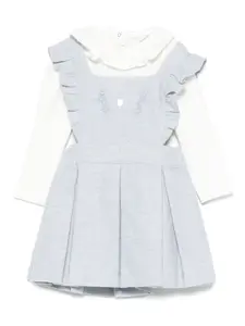 Плиссированное платье с оборками Patachou, синий