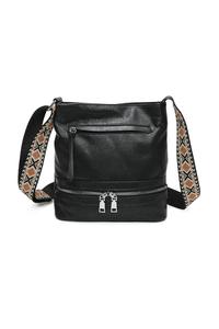 Сумка через плечо Ithnan из искусственной кожи с четырьмя молниями и холщовым ремешком Fontanella Fashion, черный