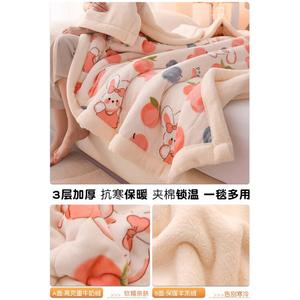 Disney Теплое зимнее одеяло из искусственного меха 180х200 см, трехслойное, цвет Lamb Fleece - Peach Rabbit