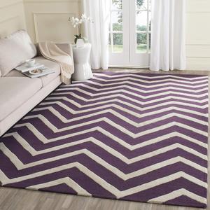 Ковер SAFAVIEH, 92 x 153 см, Cambridge Collection, Purple & Ivory, ручной работы, шеврон из шерсти, идеален для помещений с высокой проходимостью: прихожая, гостиная, спальня (CAM714P)