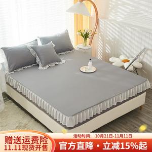 Boyang Простыня на резинке 90х200 см из айс шелка, кружевная, цвет Ice Silk Elegant Gray