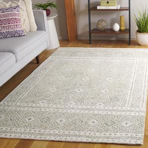 Ковер SAFAVIEH, 153 x 153 см, коллекции Micro-Loop — Silver & Ivory, ручной работы из шерсти, идеально для гостиной, столовой, спальни (MLP803G-5SQ)