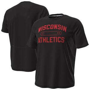 Мужская черная футболка wisconsin badgers sideline knockout Under Armour