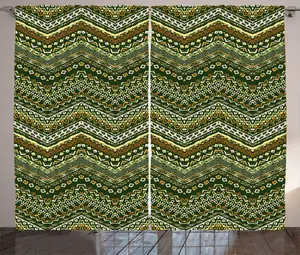 Шторы ABAKUHAUS Zambia Rustic в племенном стиле для гостиной, универсальные, ленточные, с петлями и крючками, 280 x 175 см, цвет: бледно-карамельный желтый Abakuhaus