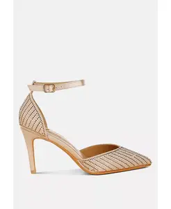 Женские босоножки на шпильке Wanda с отделкой из жемчуга и пайеток London Rag, золото