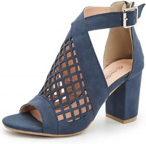 Женские сандалии BORAMAX с массивным каблуком, вырезами, ремешками и открытым носком, на блочном каблуке, с пряжкой, праздничные, нарядные ботильоны-туфли, B-Blue