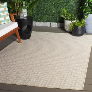 Ковер для улицы SAFAVIEH, 201 x 201 см, Terrace Collection, Beige & Ivory, устойчивый к погодным условиям и моющийся, идеально для патио, заднего двора, прихожей, террасы (TER808B)