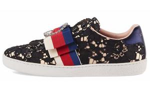 Кеды женские Gucci с кружевом, черный / белый