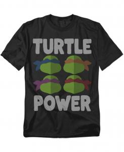 Футболка с изображением Черепашек-ниндзя и их сильных лиц (большого размера) TEENAGE MUTANT NINJA TURTLES, Black
