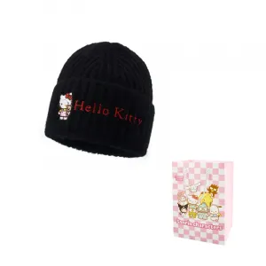 Sanrio Женская вязаная шапка, Black Hello Kitty Knitted Fabric Beanie