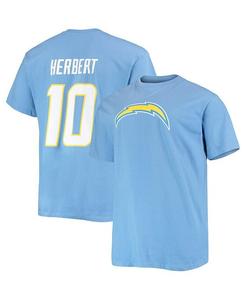 Мужская футболка с логотипом Justin Herbert Powder Blue Los Angeles Chargers Big and Tall с именем и номером игрока Fanatics, синий