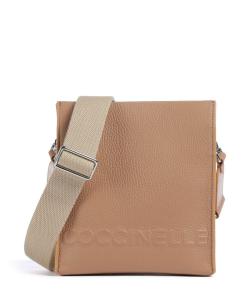 Сумка через плечо Myrtha maxi из зерненой кожи с логотипом Coccinelle, коричневый