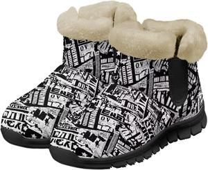 Зимние теплые ботинки для взрослых, ботильоны до щиколотки, легкое надевание и снятие, противоскользящие, легкие уличные обувь для женщин и мужчин Noprintge, Newspaper