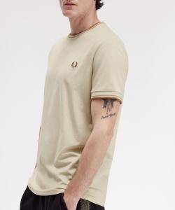 Футболка с двойной отделкой FRED PERRY, бежевый