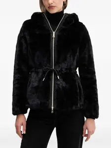 Укороченная куртка с капюшоном из искусственного меха Kaula Geox, черный