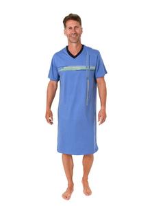 Ночная рубашка с короткими рукавами и принтом спереди синего цвета. NORMANN