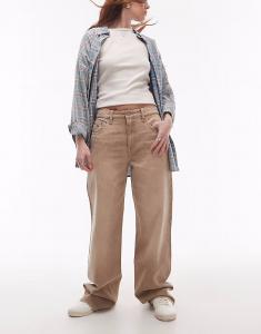 Джинсы Tommy Jeans Mia средней посадки, свободные, прямые, коричневого цвета