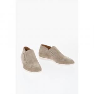 Замшевые туфли-слипоны с контрастной подошвой Corneliani, Beige
