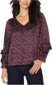 Женская блузка с длинным рукавом и оборками Liverpool Los Angeles, Burgundy Multi