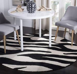 Ковер SAFAVIEH, 183 x 183 см, Soho Collection - White & Black, ручной работы из шерсти, идеален для помещений с высокой проходимостью в гостиной, спальне (SOH717A)