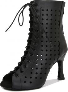 Женские дышащие современные клубные ботильоны для джазовых и социальных танцев с вырезами LITNERMIA, Afm0601/Black