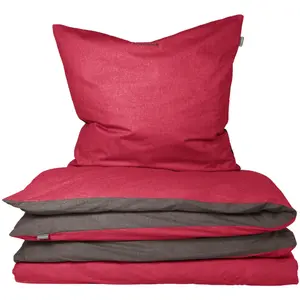 [T] Двустороннее постельное белье Schiesser "Doubleface", (2 шт.), с вышивкой логотипа на наволочке, в охлаждающем качестве Renforcé и согревающем фланелевом качестве (фланель) из 100% хлопка, постельное белье и наволочка на молнии, экологически чистые, 