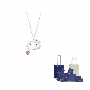 Swarovski Hello Kitty позолоченное ожерелье из сплава с кристаллами Unisex Silver