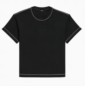 Футболка с коротким рукавом и прострочкой, черная Theory