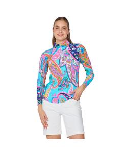 G Lifestyle Женская блузка с длинными рукавами и воротником-стойкой G Lifestyle Clothing, Poolside