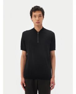 Мужская шелково-кашемировая футболка на молнии Gobi Cashmere, Black-strech limo