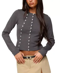 Вязаный кардиган Hestia на пуговицах Edikted, серый