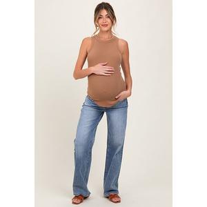 Джинсы для беременных с потертостями, винтажный стиль, широкие штанины Pinkblush