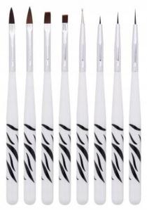 Набор кистей для геля, акрила и декора + щуп, набор 8 штук, узор зебра, Inna marka