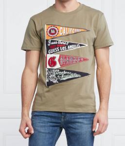 Футболка с вымпелом Regular fit Guess Jeans, хаки