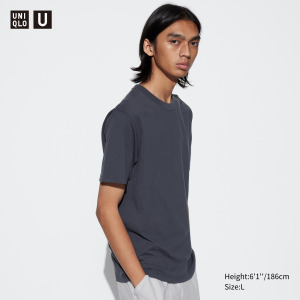 Футболка Uniqlo U-образной формы, серый