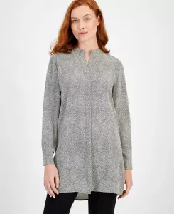 Принтованная удлиненная туника Anne Klein, белый