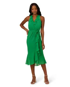 Комбинированное платье миди с стихарем Adrianna Papell, зеленый