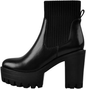 Женские ботильоны на платформе с массивным каблуком, круглым носком и шнуровкой Onlymakerheels, Black G