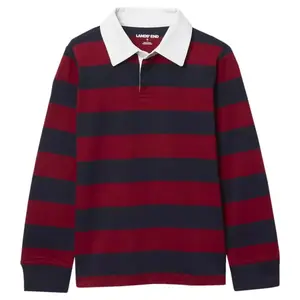 Рубашка для регби с длинным рукавом и воротником для мальчиков 8-20 лет Lands' End, цвет navy bike red stripe
