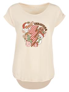 Удлиненная футболка с принтом Groovy Christmas Flash Cozy Vibes в цвете Whitesand F4NT4STIC