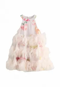 Коктейльное/Вечернее платье прямого кроя с объемными пышными оборками и завязками на шее. Baker By Ted Baker, Pink