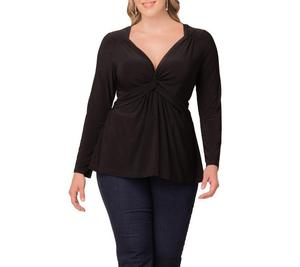 Топ с длинными рукавами Abigail больших размеров Kiyonna, Black noir