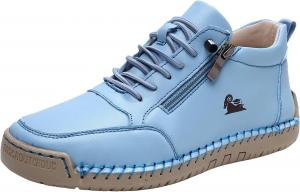 Женские повседневные ботильоны на шнуровке, ретро, ортопедические, с боковой молнией, удобные лоферы, модные кроссовки на высокой подошве, уличные кожаные ботинки с поддержкой свода стопы, для ходьбы и вождения, балетки. Generic, Sky Blue