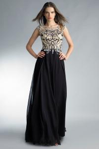 Вечернее платье без рукавов с V-образным вырезом сзади Basix Black Label, Champagne Black