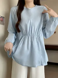 Блузка с присборенной талией, женская блузка Doux Belle, цвет Blue